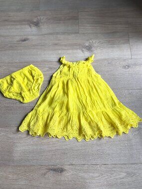 Ralph Lauren Kids Girl's Yellow Crepe Dress with Bloomers- Size 18M